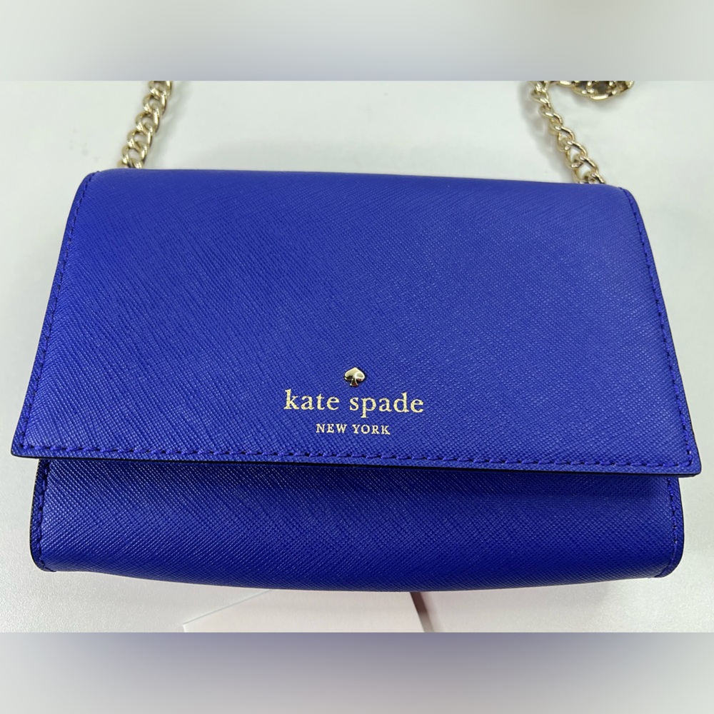 Kate Spade New York Indigo Blue Leather Crossbody Bag Deep Blue Like New